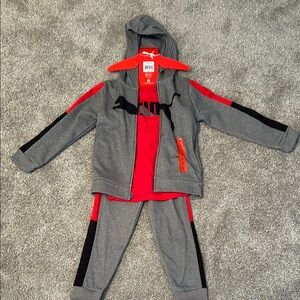 Puma Kids' Red and Gray Tracksuit
